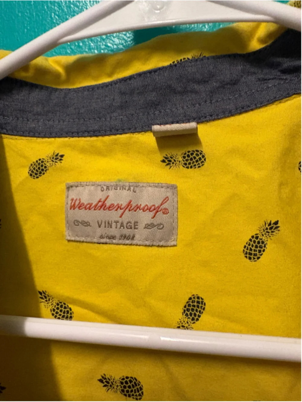Boys Weatherproof Pineapple Print Button Down Shirt Yellow Size L